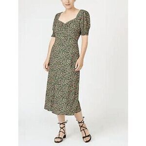 J. Crew Multicolored Floral Smocked Short Sleeve Midi Dress Women's Size 0